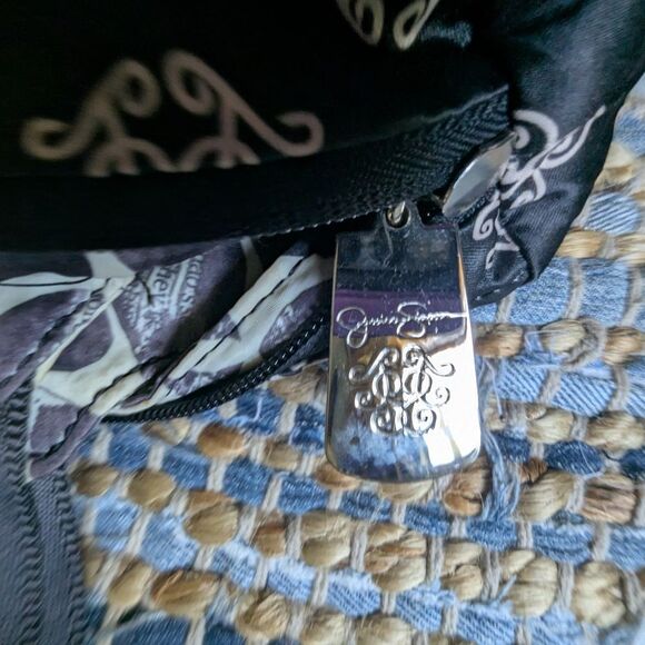 Reversible Tote Bag Black White Scroll Monogram Graphic Leaf Print Foldable Shou - Picture 3 of 8